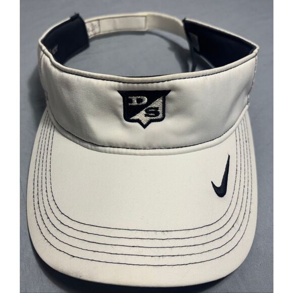 Nike Golf Visor Adult White Black Nike Swoosh Hook and Loop Adjustable - Picture 3 of 8
